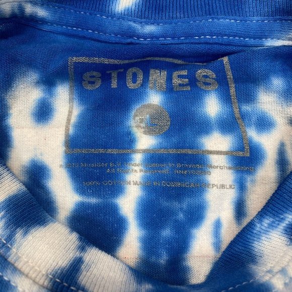 The Rolling Stones 2019 No Filter Tour Itinerary Tee -Tie Dye Blue & Red - L - Picture 3 of 7